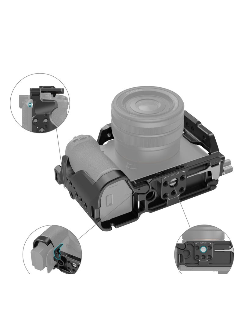 سمول ريج SmallRig 4422 قفص كاميرا احترافي مع مشبك كابل HDMI متوافق مع Sony A7C II / A7CR، هيكل كامل من الألومنيوم مع قاعدة Arca-Swiss سريعة التحرير ومنافذ تركيب متعددة 1/4”-20 و 3/8”-16 - Image 4
